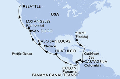 USA, Kolumbie, Panama, , Mexiko z Miami na lodi MSC Poesia