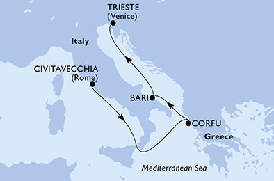 Itálie, Řecko z Civitavecchia na lodi MSC Splendida