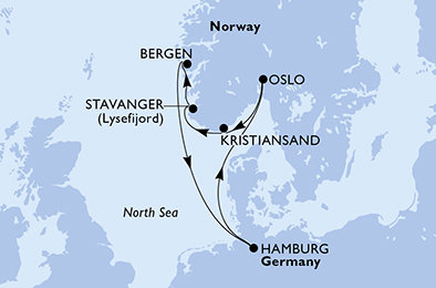 Německo, Norsko z Hamburku na lodi MSC Preziosa