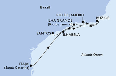 Brazílie na lodi MSC Lirica