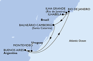Argentina, Brazílie, Uruguay z Buenos Aires na lodi MSC Splendida