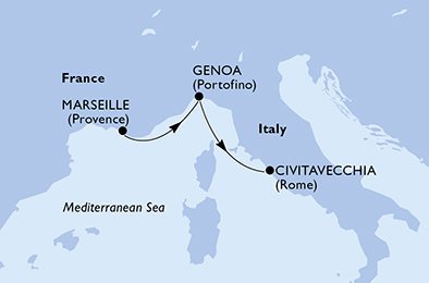 Francie, Itálie z Marseille na lodi MSC World Europa