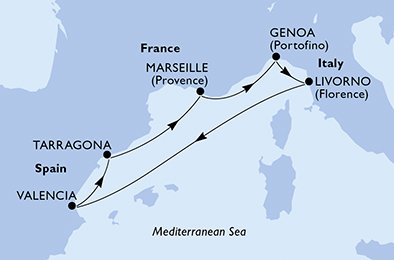 Španělsko, Francie, Itálie z Valencie na lodi MSC Sinfonia