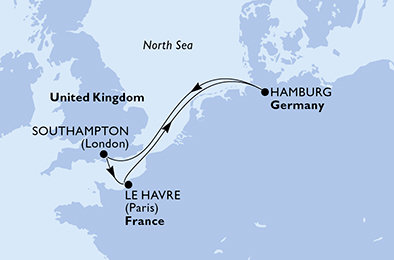 Velká Británie, Francie, Německo ze Southamptonu na lodi MSC Preziosa