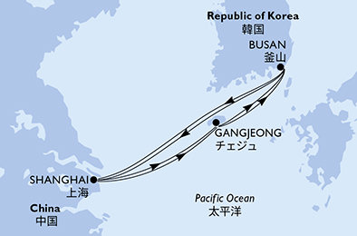 Čína, Jižní Korea ze Šanghaje na lodi MSC Bellissima