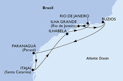Brazílie z Rio de Janeira na lodi MSC Musica