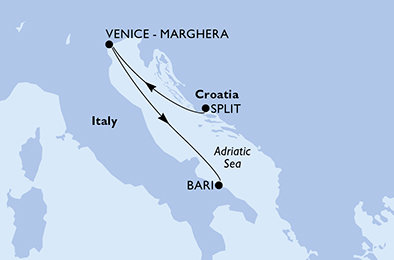 Chorvatsko, Itálie ze Splitu na lodi MSC Lirica