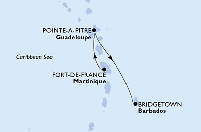 Martinik, Guadeloupe, Barbados z Fort-de-France na lodi MSC Virtuosa