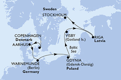 Dánsko, Německo, Polsko, Švédsko, Lotyšsko z Kodaně na lodi MSC Magnifica
