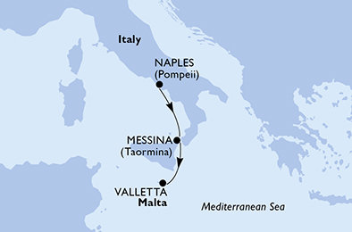 Itálie, Malta z Neapole na lodi MSC World Europa