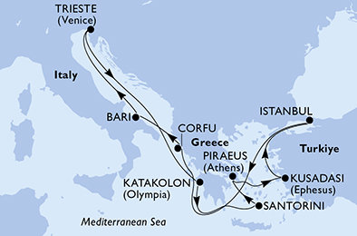 Řecko, Turecko, Itálie z Pirea na lodi MSC Fantasia