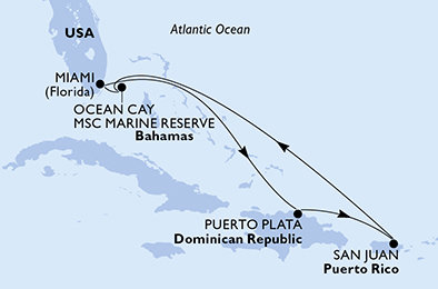 USA, Dominikánská republika, Bahamy z Miami na lodi MSC World America