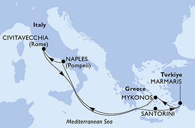 Itálie, Řecko, Turecko z Neapole na lodi MSC Divina