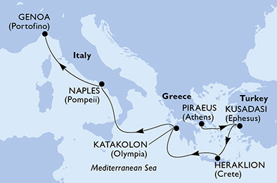 Řecko, Turecko, Itálie z Pirea na lodi MSC Seaview