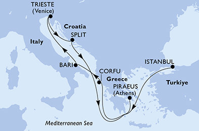 Turecko, Řecko, Itálie, Chorvatsko z Istanbulu na lodi MSC Seaview