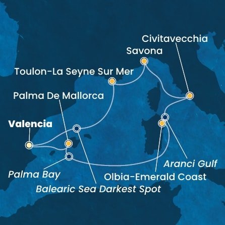 Španělsko, Itálie, Francie z Valencie na lodi Costa Pacifica