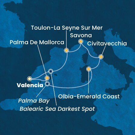 Španělsko, Itálie, Francie z Valencie na lodi Costa Pacifica