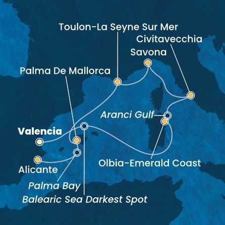 Španělsko, Itálie, Francie z Valencie na lodi Costa Pacifica