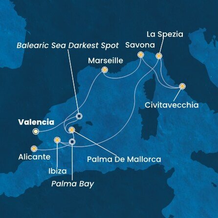 Španělsko, Itálie, Francie z Valencie na lodi Costa Pacifica