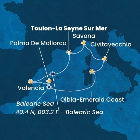 Francie, Španělsko, Itálie z Toulonu na lodi Costa Pacifica