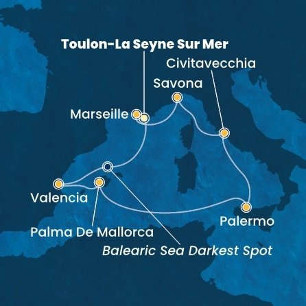 Francie, Španělsko, Itálie z Toulonu na lodi Costa Pacifica