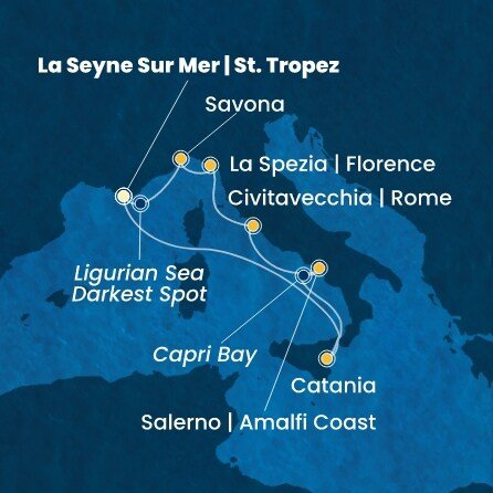 Francie, Itálie z Toulonu na lodi Costa Fascinosa