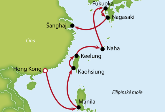 Z Hong Kongu do Šanghaje přes Filipíny, Tchaj-wan a Japonsko