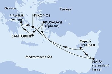 Řeckými ostrovy z Kypru na lodi MSC Musica
