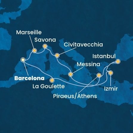 Z Barcelony až do Istanbulu a zpět na Costa Fortuna