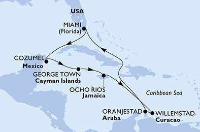 Ochutnávka Karibiku přes Mexico k břehům Aruby na MSC Divina