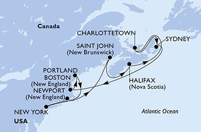 Z New Yorku do Kanady a kolem Nového Skotska zpět na MSC Meraviglia