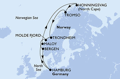 Z Hamburku na Nordkapp na MSC Preziosa