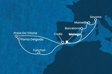 Španělsko, Portugalsko, Francie, Itálie z Málagy na lodi Costa Fascinosa