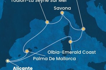 Španělsko, Itálie, Francie z Alicante na lodi Costa Pacifica
