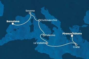 Řecko, Malta, Itálie, Španělsko z Pirea na lodi Costa Fortuna