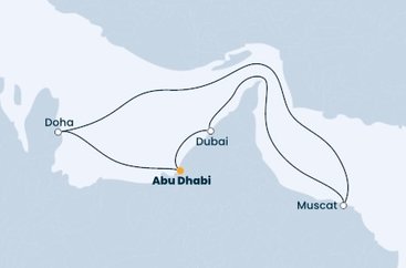 Spojené arabské emiráty, Katar, Omán z Abu Dhabi na lodi Costa Toscana
