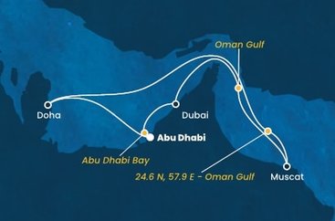 Spojené arabské emiráty, , Omán, Katar z Abu Dhabi na lodi Costa Smeralda