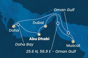 Spojené arabské emiráty, Omán, Katar z Abu Dhabi na lodi Costa Smeralda
