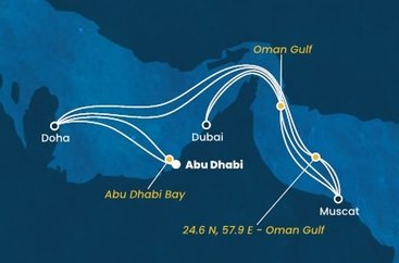 Spojené arabské emiráty, , Katar, Omán z Abu Dhabi na lodi Costa Smeralda