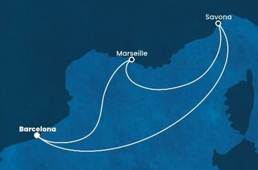 Španělsko, Itálie, Francie z Barcelony na lodi Costa Favolosa