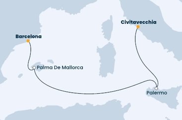 Španělsko, Itálie z Barcelony na lodi Costa Smeralda