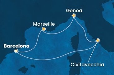 Španělsko, Itálie, Francie z Barcelony na lodi Costa Toscana