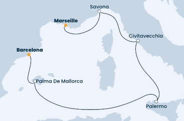 Španělsko, Itálie, Francie z Barcelony na lodi Costa Smeralda