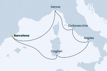 Španělsko, Itálie z Barcelony na lodi Costa Toscana