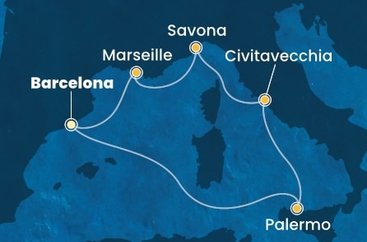 Španělsko, Itálie, Francie z Barcelony na lodi Costa Smeralda