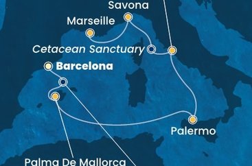 Španělsko, Itálie, Francie z Barcelony na lodi Costa Toscana
