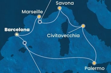 Španělsko, Itálie, Francie z Barcelony na lodi Costa Smeralda