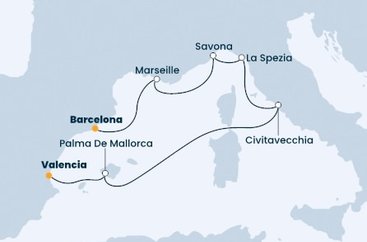Španělsko, Francie, Itálie z Barcelony na lodi Costa Diadema
