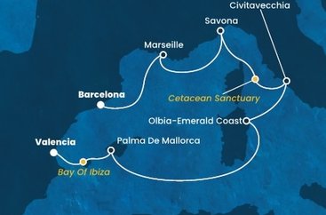 Španělsko, Francie, Itálie,  z Barcelony na lodi Costa Pacifica