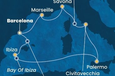 Španělsko, Itálie, Francie z Barcelony na lodi Costa Toscana